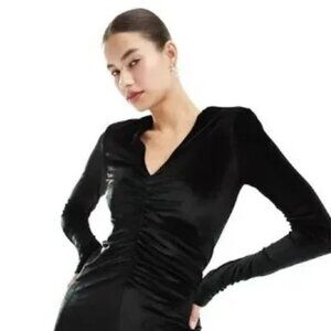 AllSaints Dress Anya Velvet black size 10 FITS LIKE A 12